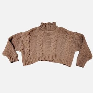 ALTAR'D STATE CHUNKY CABLEKNIT CROPPED SWEATER S‎